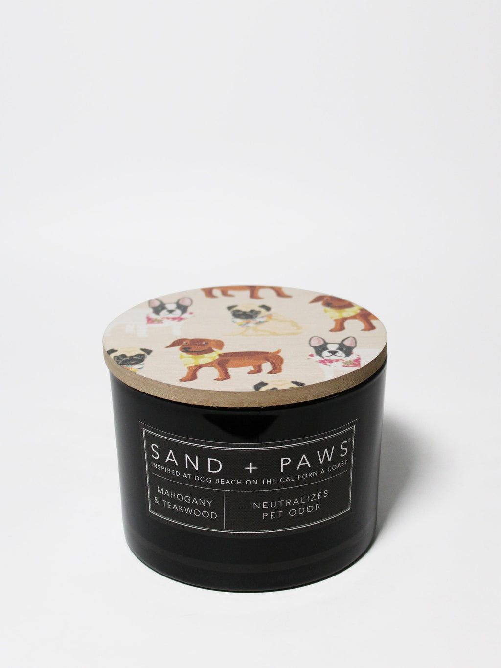 Aromatic Sand + Paws Mahogany & Teakwood 12 oz scented candle